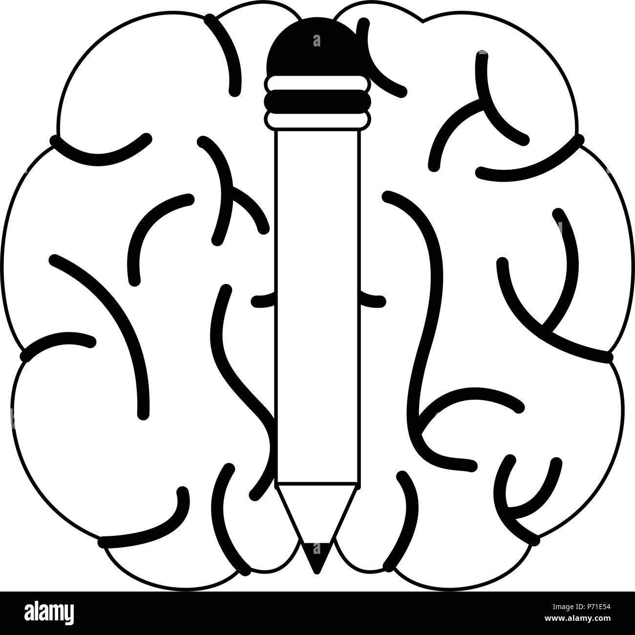 Human brain cartoon in black and white Stock Vector Image & Art - Alamy