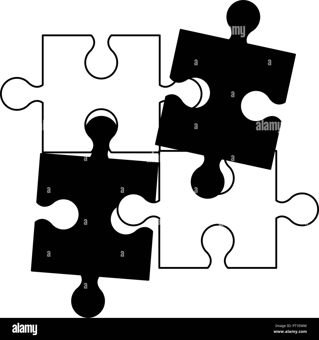 Jigsaw pieces isolated in black and white Stock Vector Image & Art Alamy