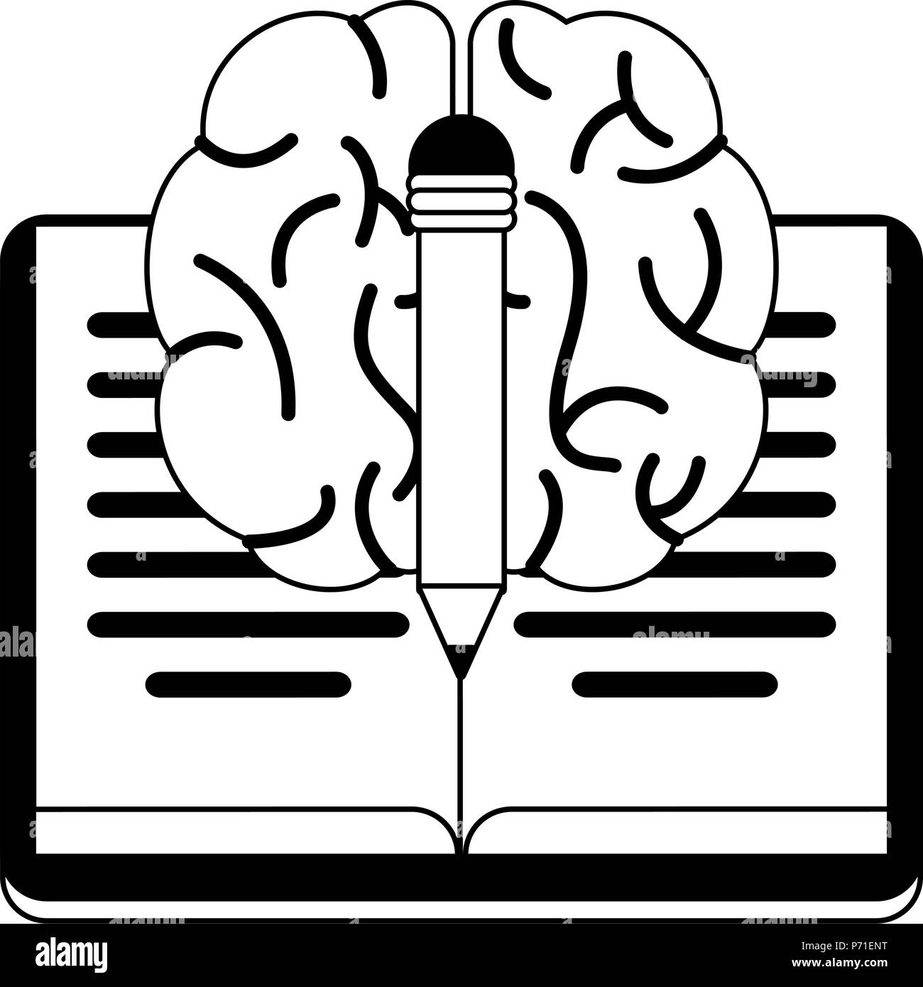 Human brain cartoon in black and white Stock Vector Image & Art - Alamy