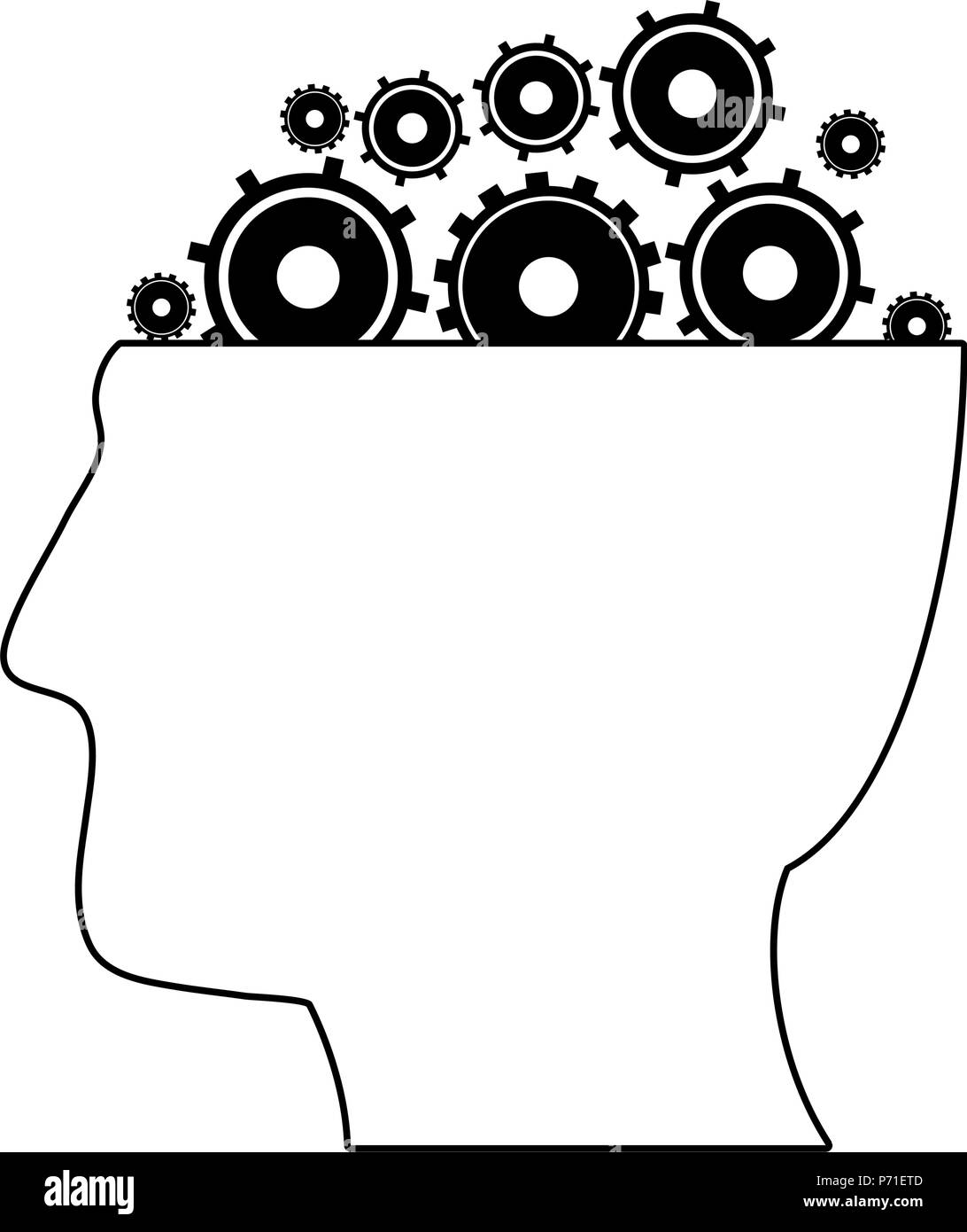 Head with gears in black and white Stock Vector Image & Art - Alamy