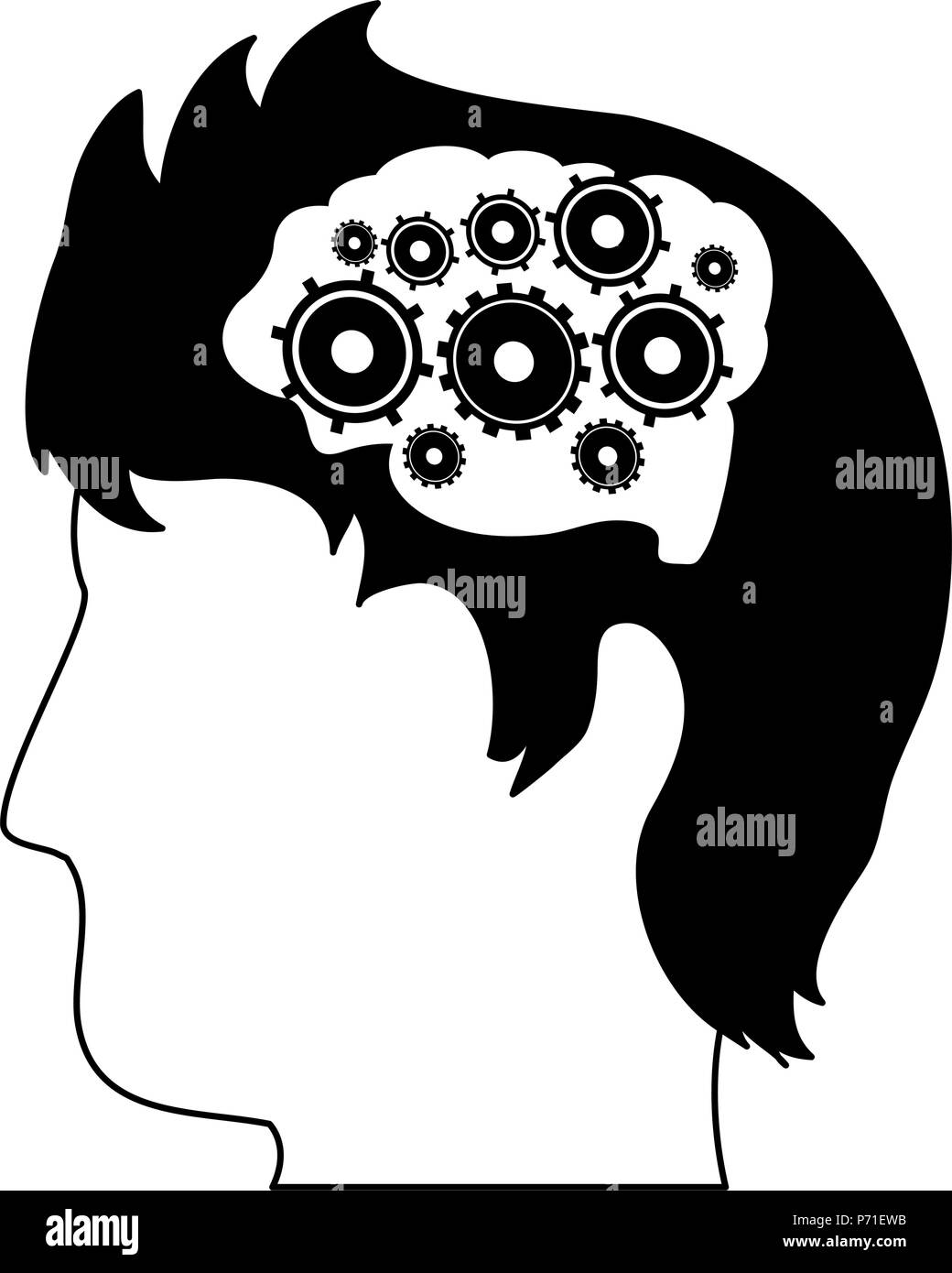 Head with gears in black and white Stock Vector Image & Art - Alamy