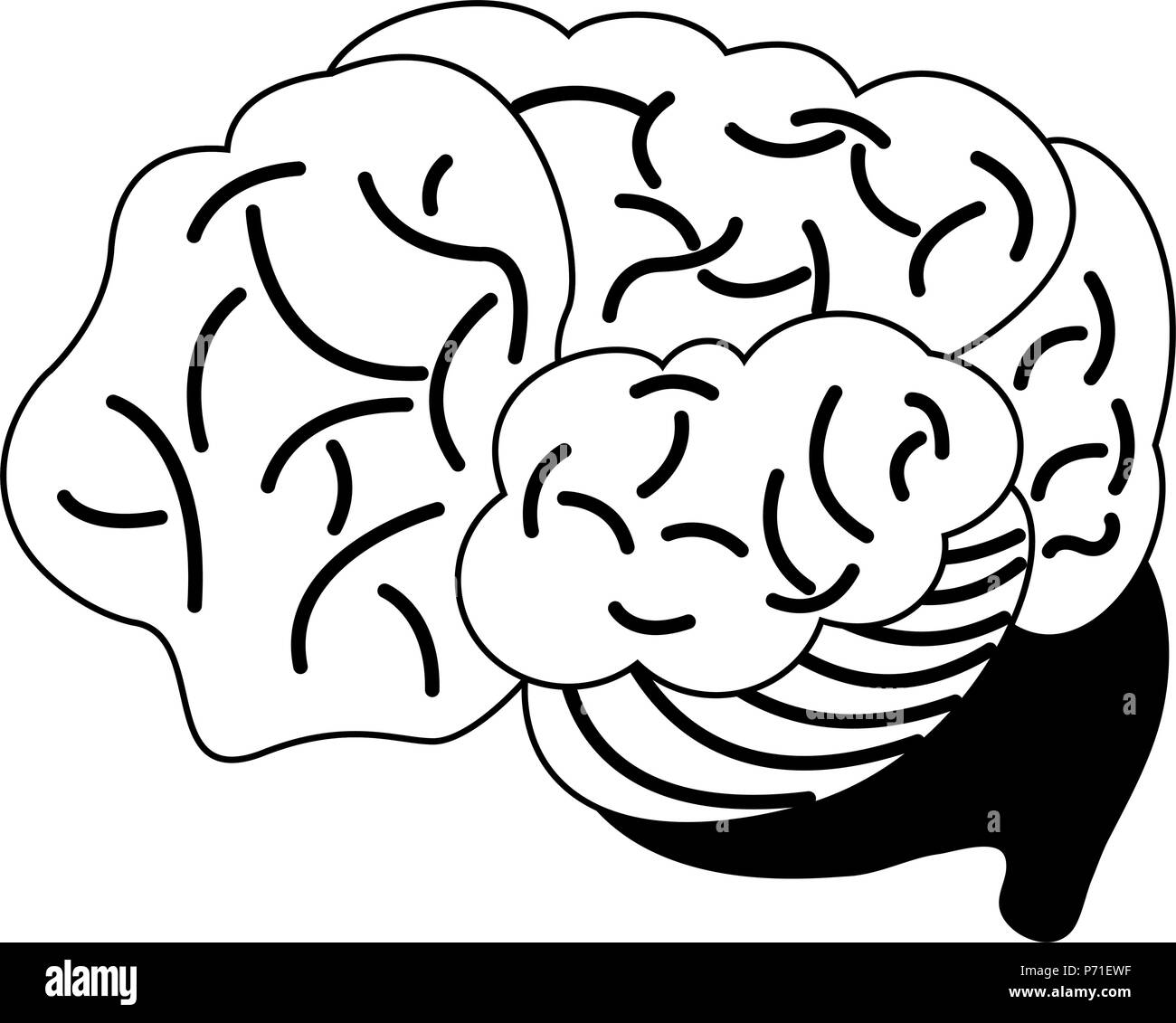 Human brain cartoon in black and white Stock Vector Image & Art - Alamy
