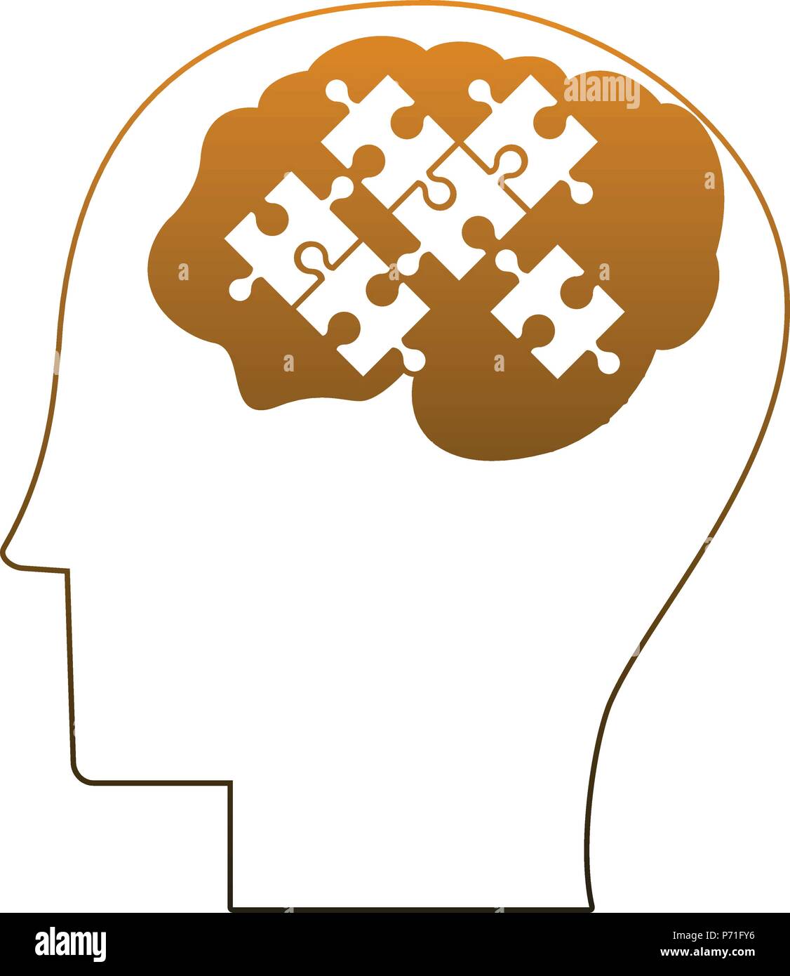 Head with jigsaw in yellow lines Stock Vector Image & Art Alamy