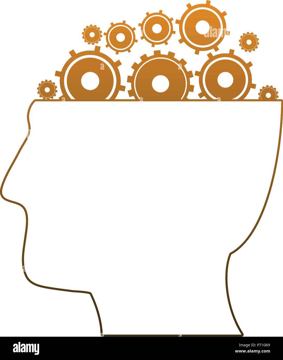 Head with gears in yellow lines Stock Vector Image & Art - Alamy
