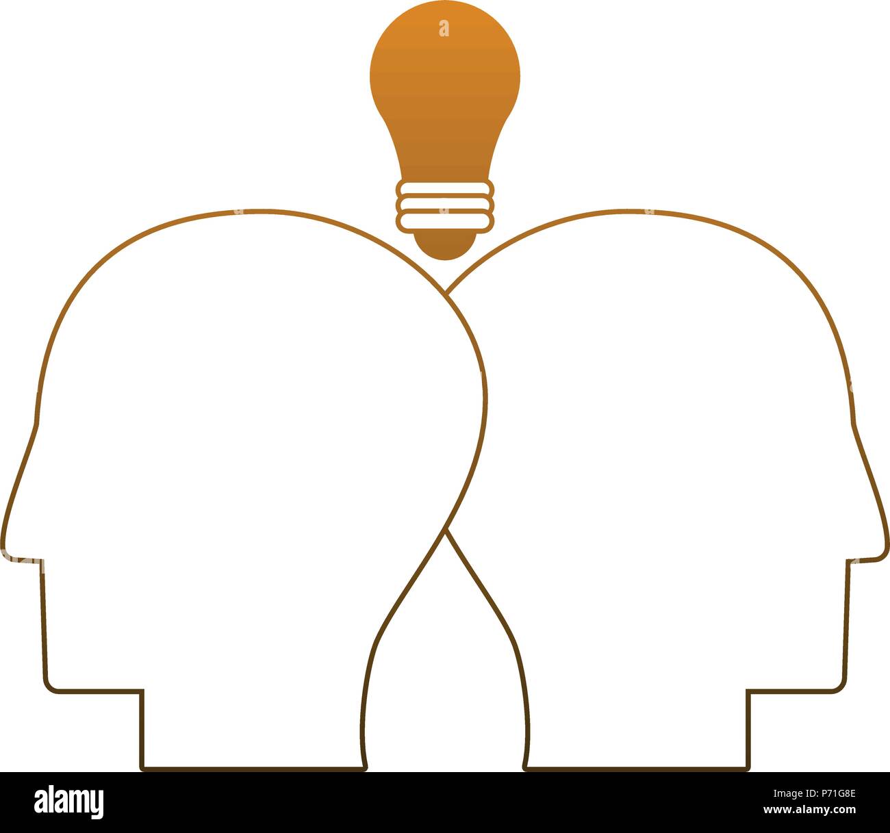 Head silhouette and bulb light in yellow lines Stock Vector Image & Art ...