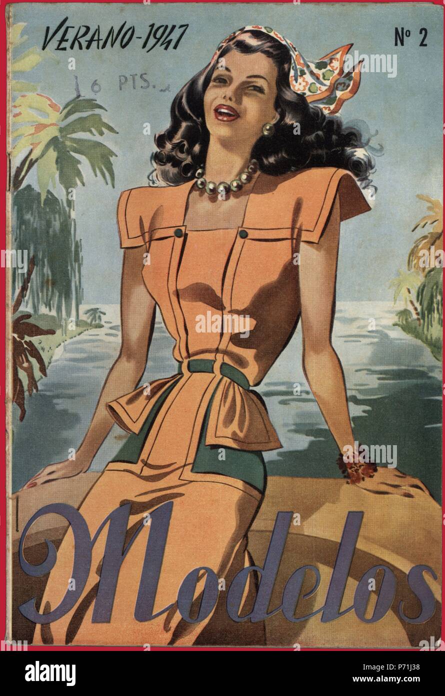 Portada de la revista de moda femenina Modelos, verano de 1947 Stock Photo  - Alamy