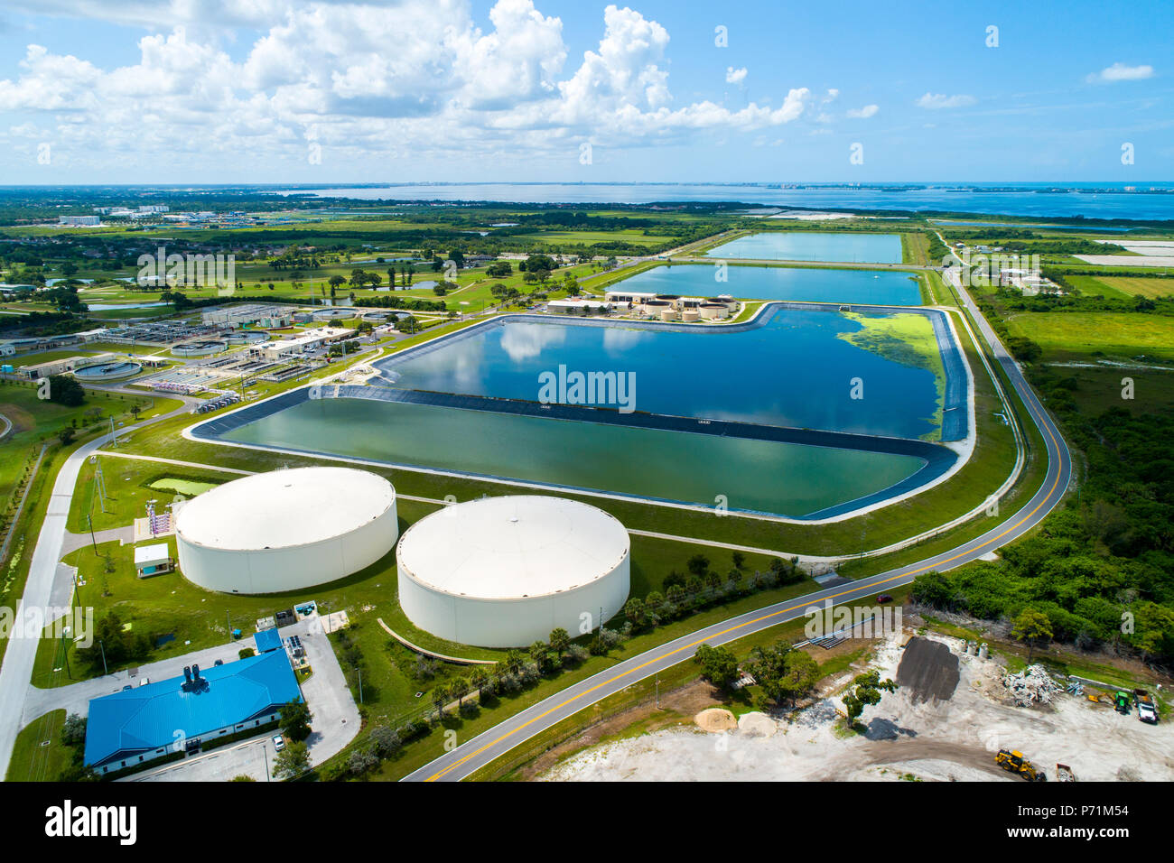 Modern lagoon waste water style sewage treatment plant in Bradenton