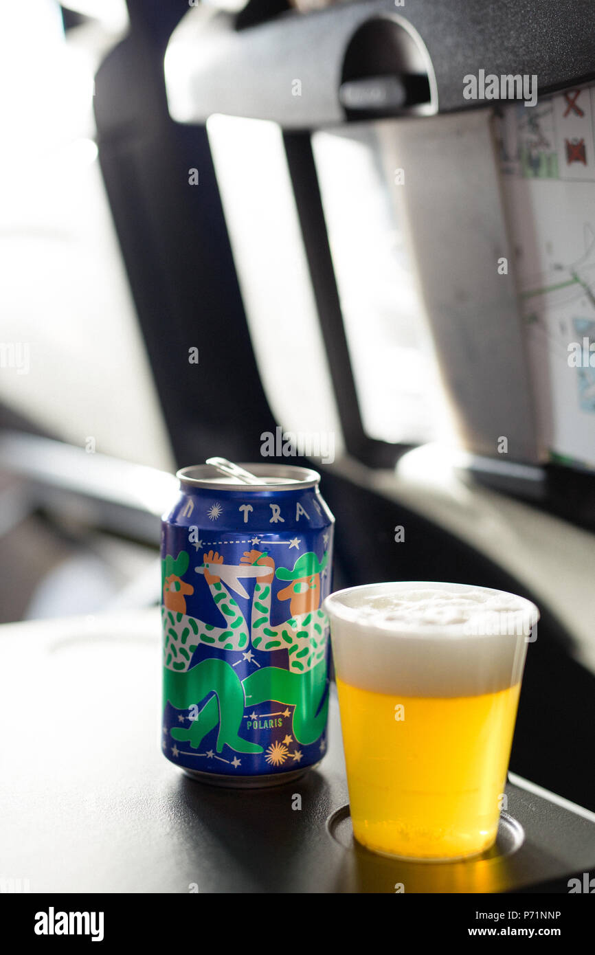 Mikkeller beer on SAS plane Stock Photo Alamy