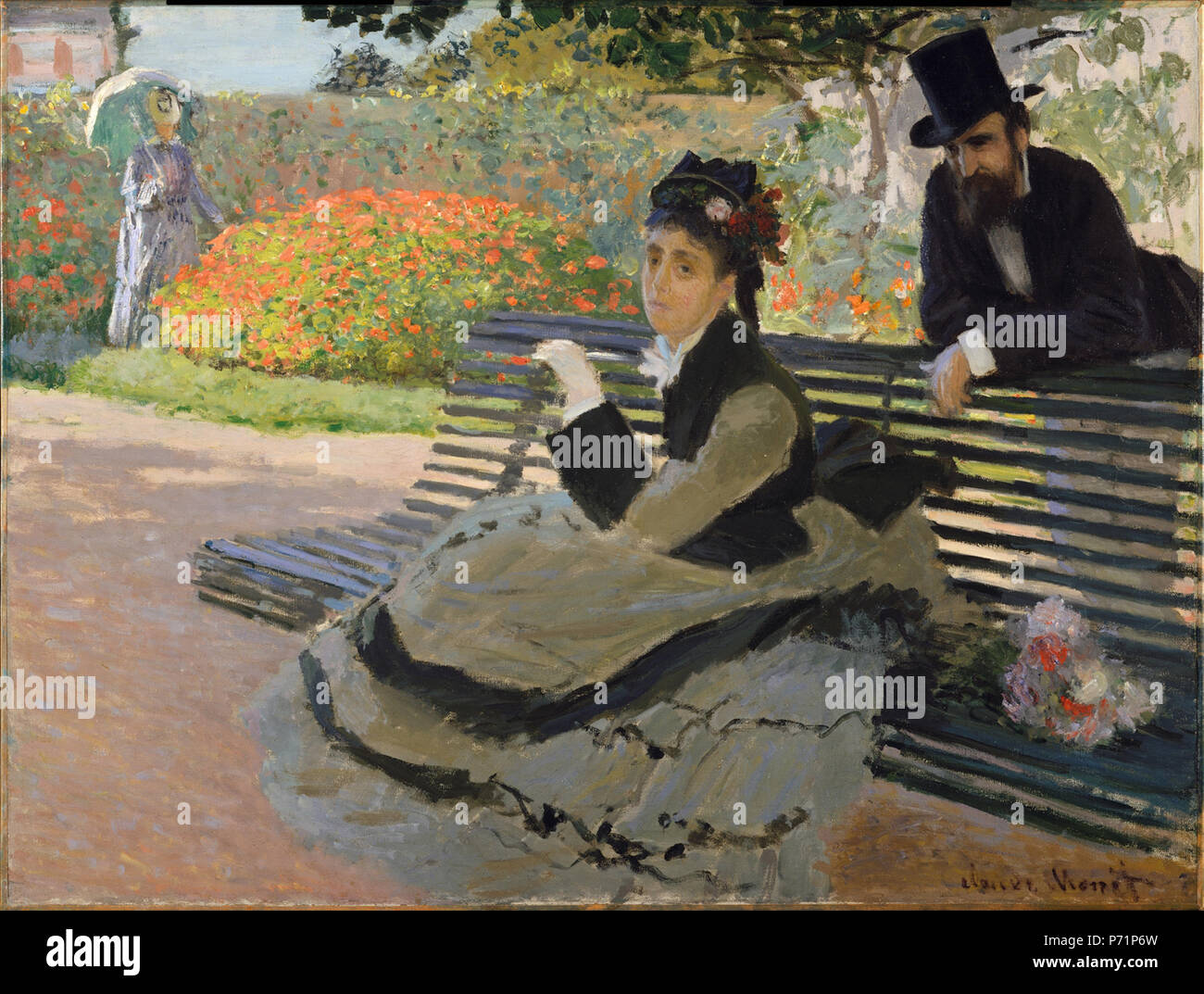 Camille Monet On A Garden Bench Claude Monet French 1840 1926