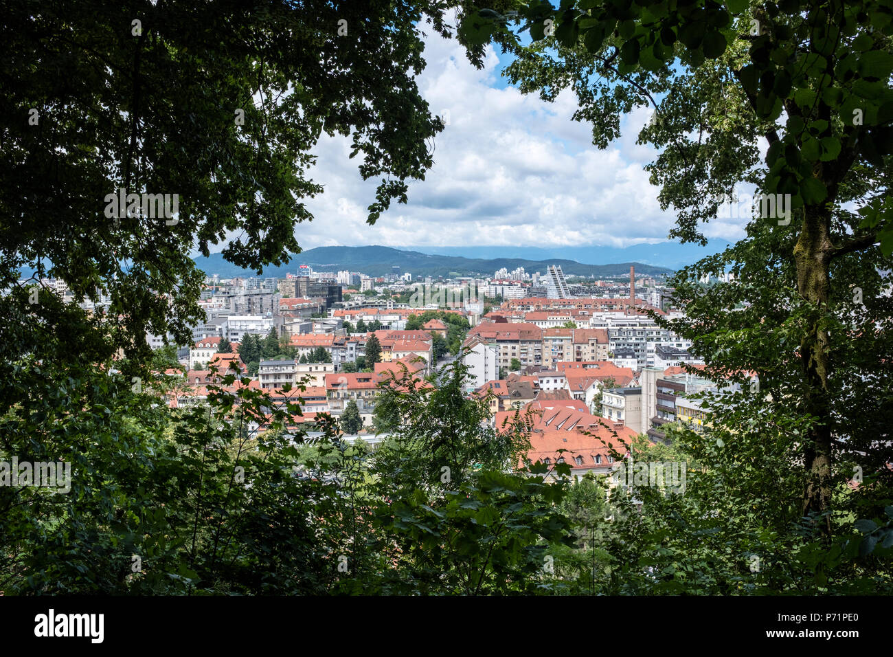 Ljubljana cityscape (view from castle) Stock Photo