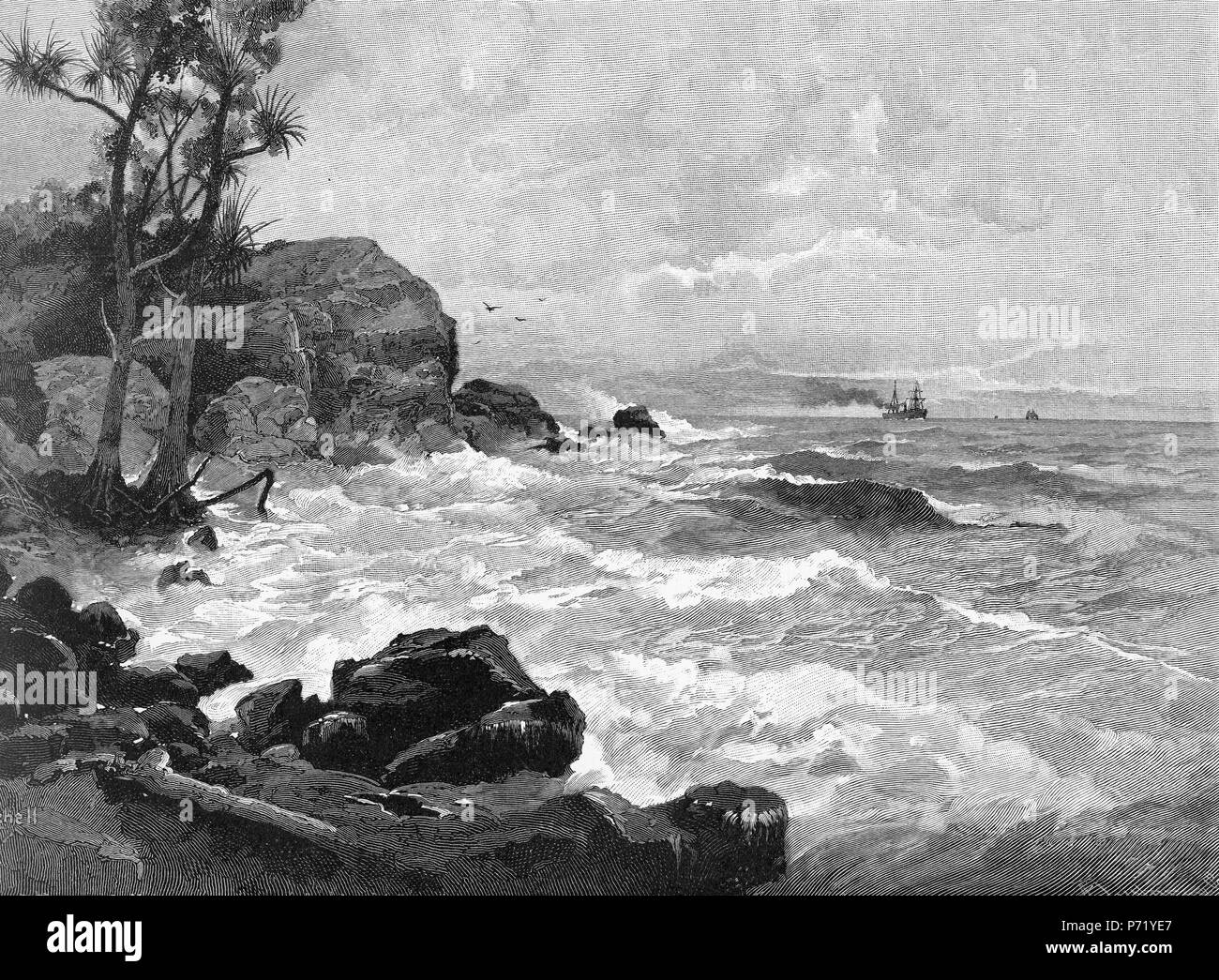 Engraving of Humpy Bong, Queensland, Australia. From the Picturesque Atlas of Australasia Vol 2, 1886 Stock Photo