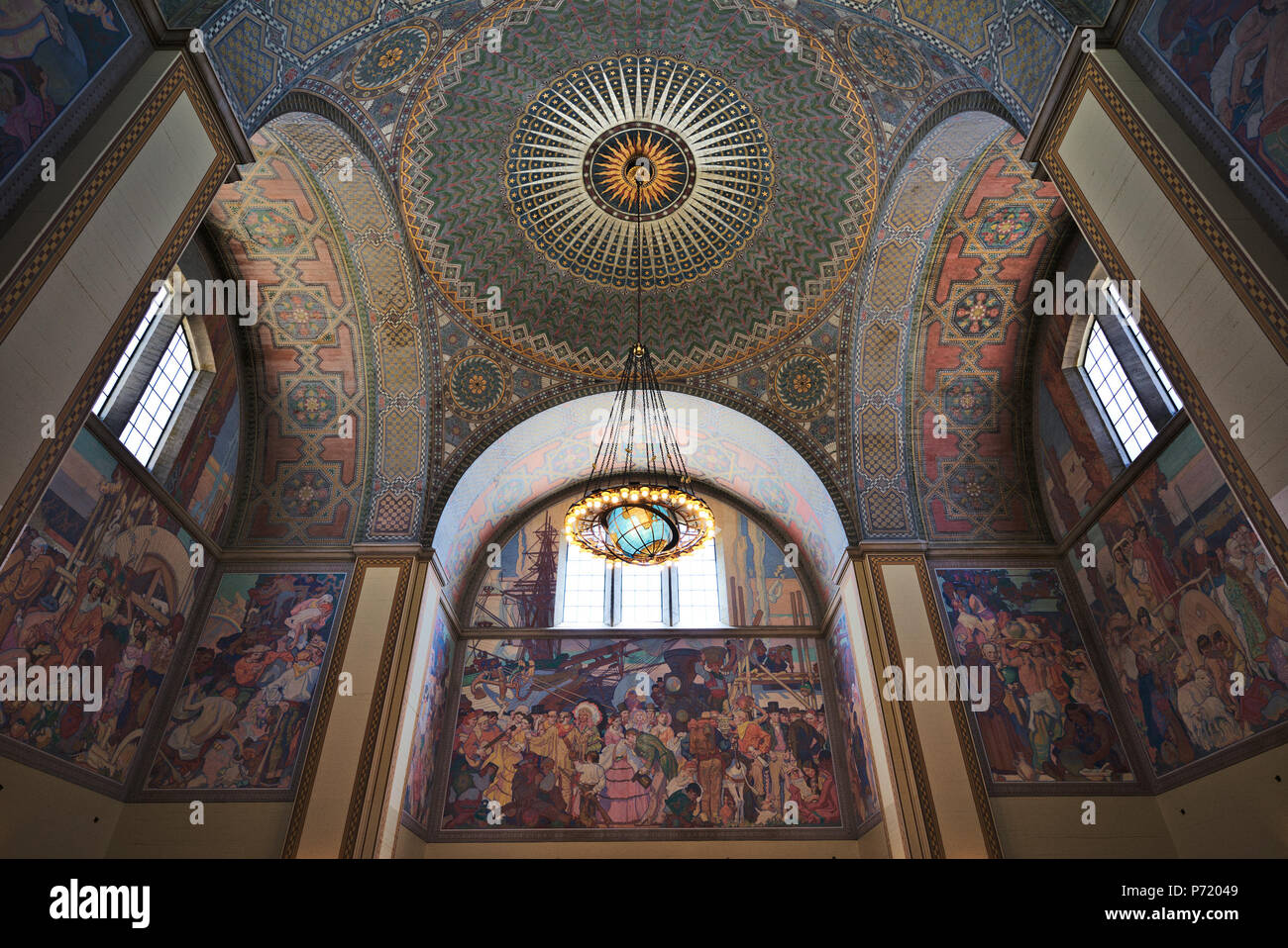 English Mosaic and murals in Los Angeles Central Library. 27 May 2017