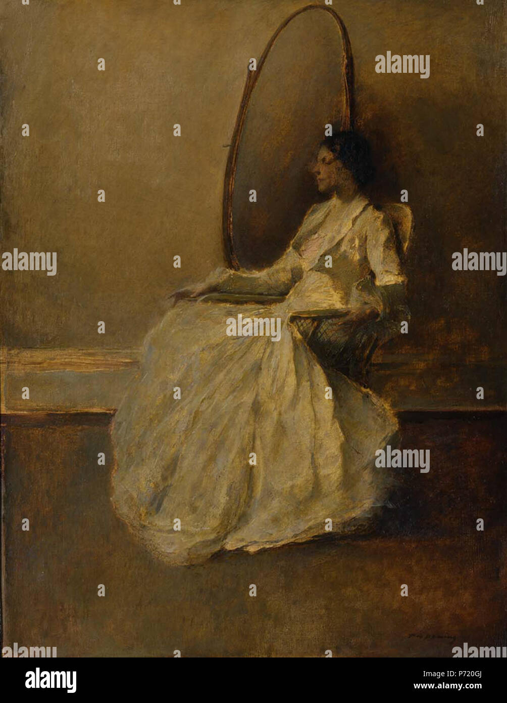 Thomas Dewing: Lady in White (No. 1) oil on canvas 26 1/4 x 20 1/4 in. (66.6 x 51.3 cm.) Smithsonian American Art Museum Gift of John Gellatly 1929.6.29 Smithsonian American Art Museum 3rd Floor, Luce Foundation Center . circa 1910 53 Thomas Wilmer Dewing - Lady in White (No.1) - ca. 1910 Stock Photo
