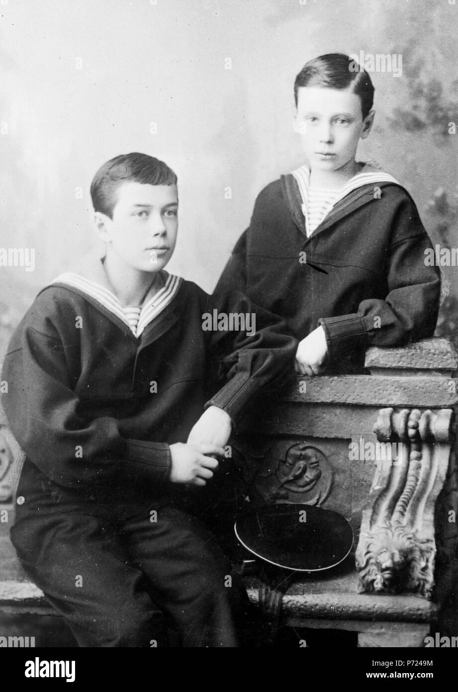 Czar at 13 years, with his brother (now dead) Stock Photo