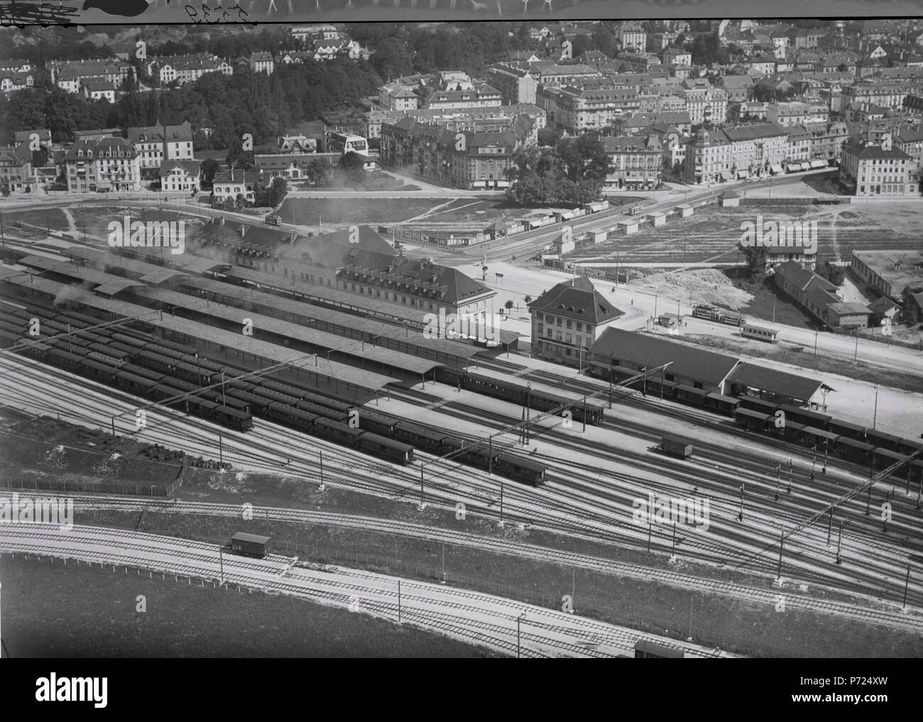 49 ETH-BIB-Biel, Bahnhof, Dampflokomotiven aus 100 m-Inlandflüge-LBS MH01-005539 Stock Photo