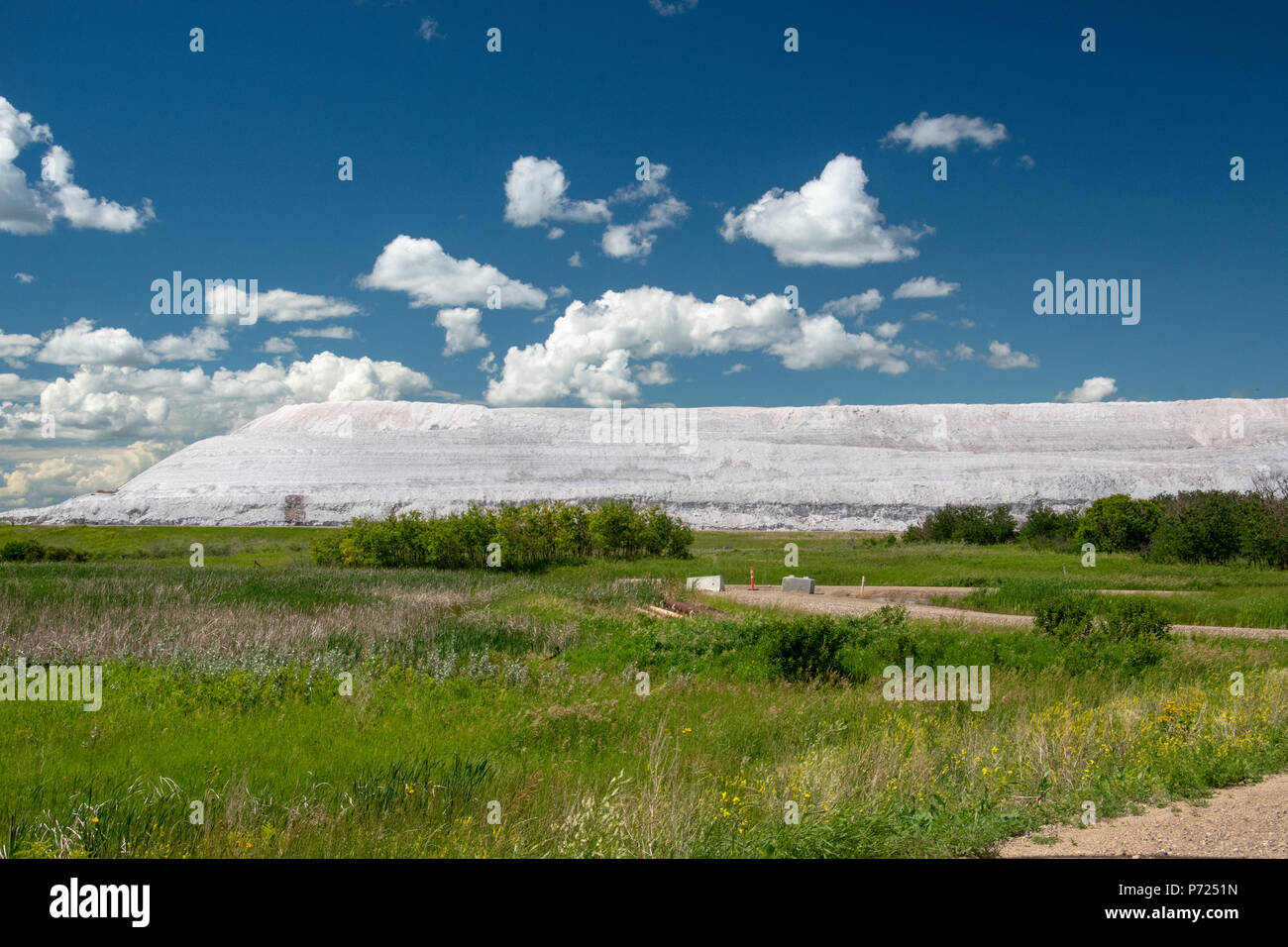 Tailing Pile at K2 Mine, The Mosaic Company, Esterhazy, Saskatchewan, Canada. Stock Photo