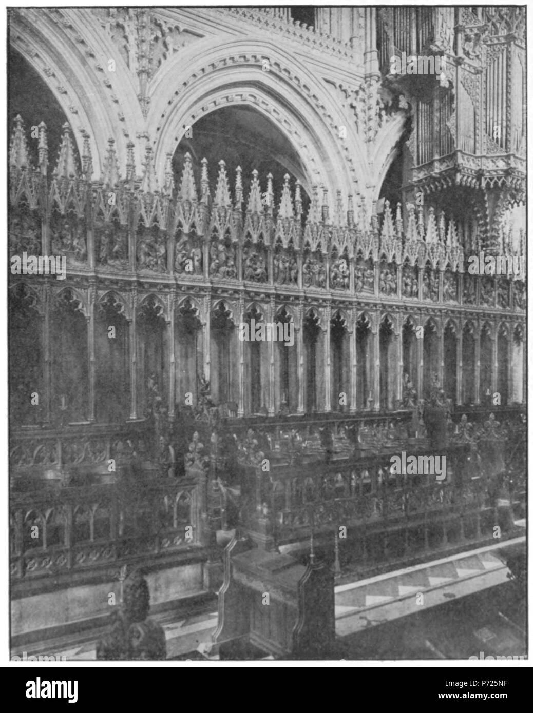 English: Stalls, Ely Cathedral. 1910 84 Wood Carvings in English Churches II-037 Stock Photo