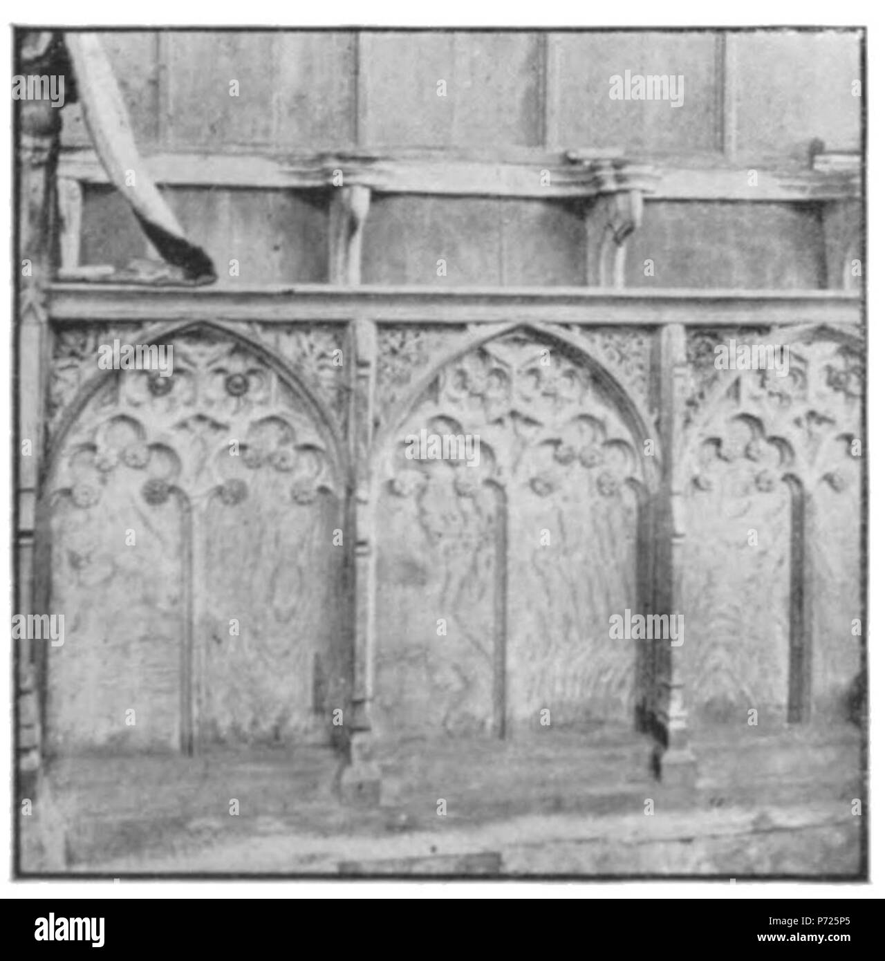 English: Stalls, Sall church, Norfolk. (Modern spelling is Salle.) . 1910 84 Wood Carvings in English Churches II-085L Stock Photo