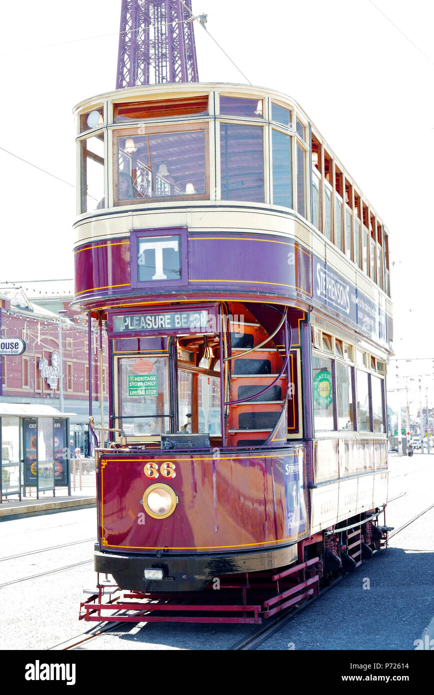 Bolton Corporation tram 66 built in 1901 operating as part of Blackpool