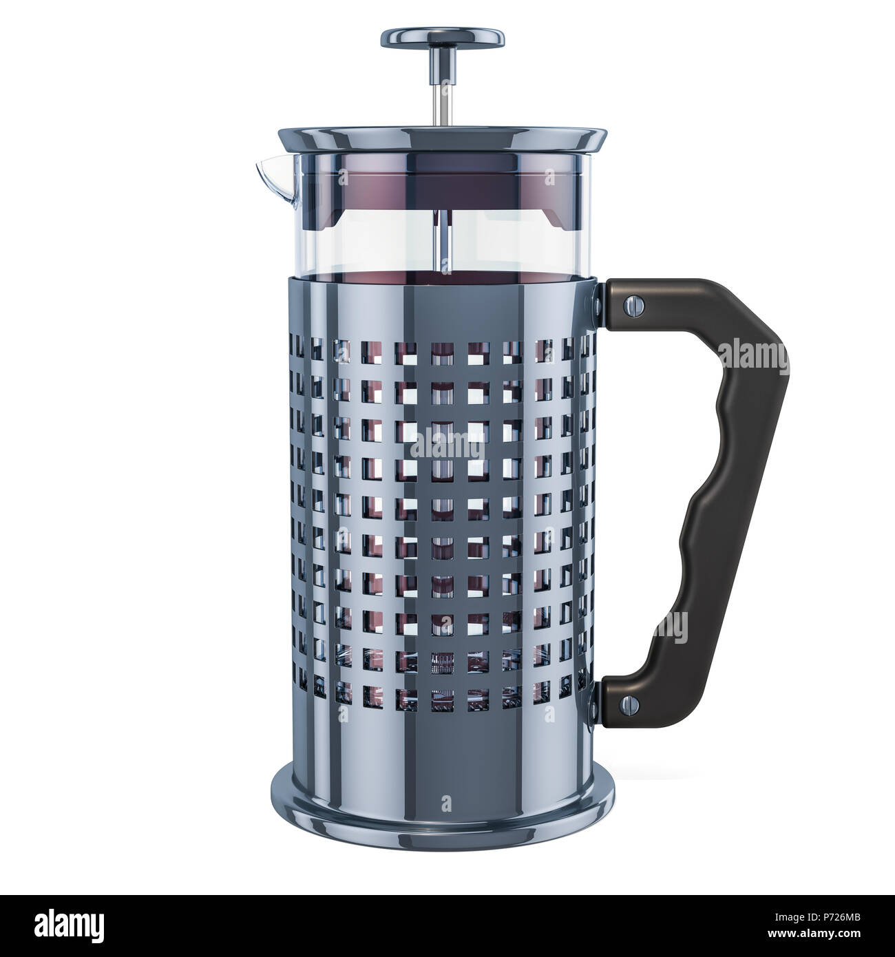 French Press Coffee or Tea Maker, 3D rendering isolated on white background Stock Photo