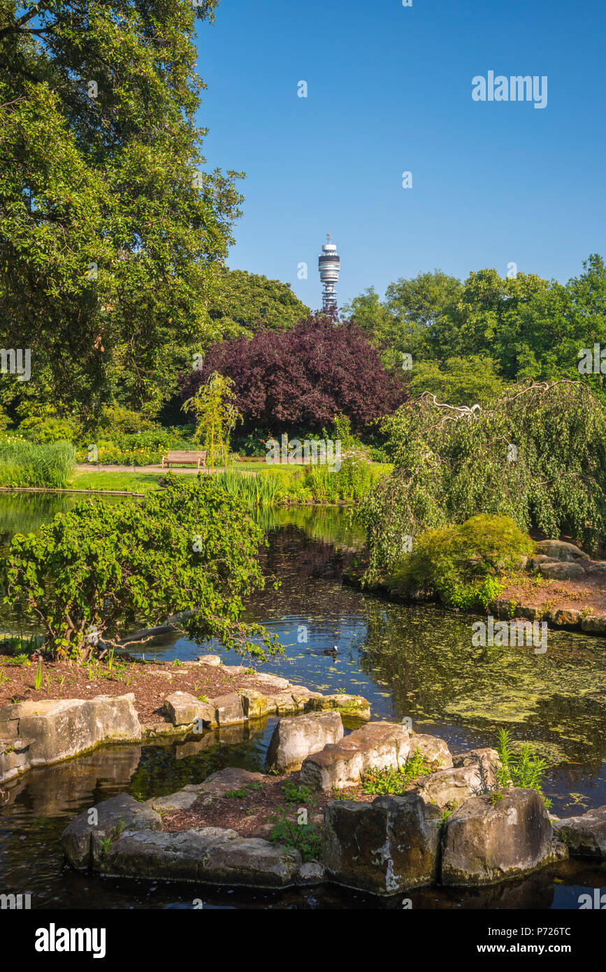 Regent's Park, BT Tower in distance, London, England, United Kingdom, Europe Stock Photo