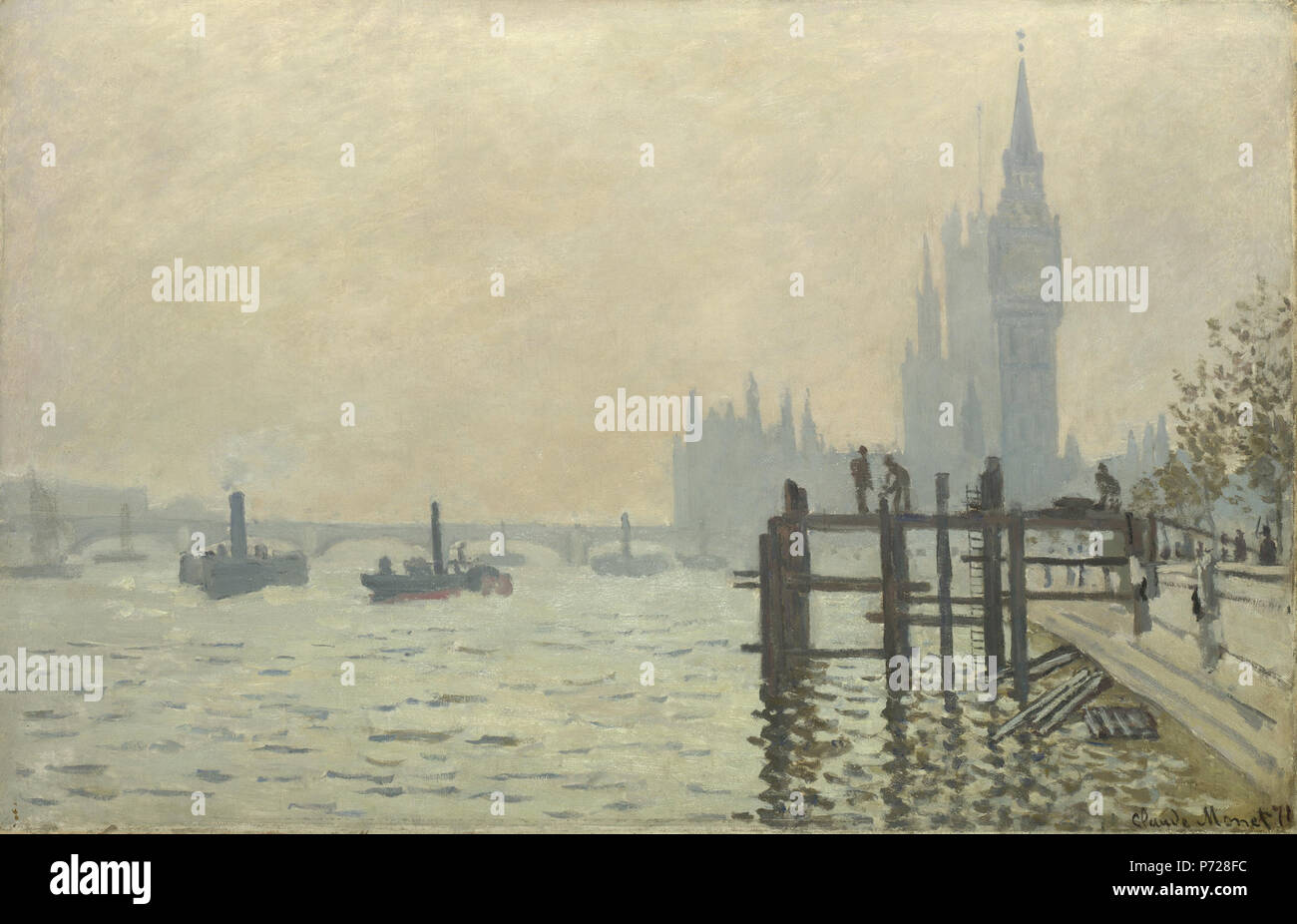 . The Thames below Westminster .  Español: El cuadro llamado The Thames at Westminster fue pintado por Monet durante su estancia en Londres en 1872 . 1871 166 Monet The Thames at Westminster 1871 Westminster Stock Photo