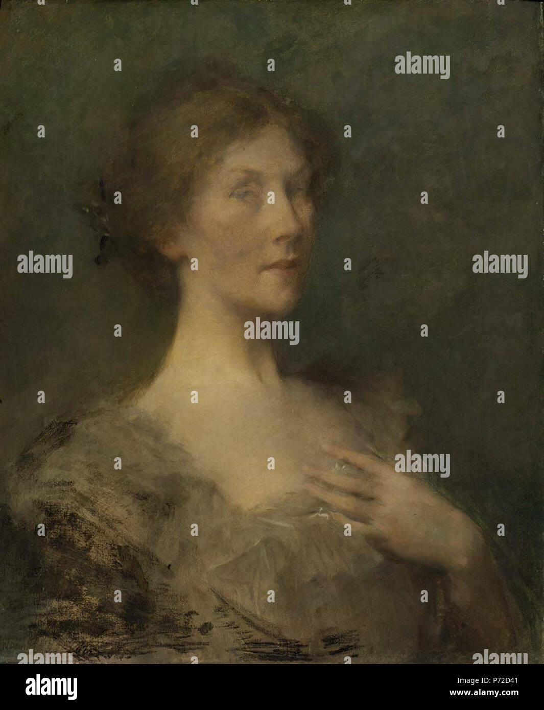 Thomas Dewing: Portrait of a Lady Mollie Chatfield oil on canvas 24 x 20 in. (60.9 x 50.8 cm) Smithsonian American Art Museum Gift of John Gellatly 1929.6.34 Smithsonian American Art Museum, 3rd Floor, Luce Foundation Center . circa 1893 53 Thomas Wilmer Dewing - Portrait of a Lady - ca. 1895 Stock Photo