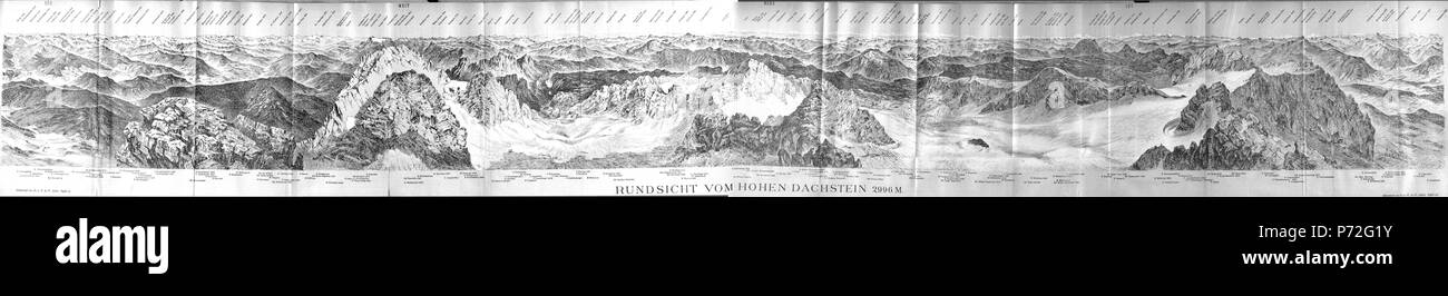 Rundsicht vom Hohen Dachstein (2996 m) aus Zeitschrift des Deutschen und Oesterreichischen Alpenvereins 1881 Band 12 . 1881 75 Rundsicht vom Hohen Dachstein Stock Photo