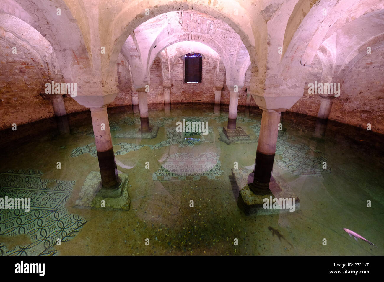 The flooded crypt of the Basilica of San Francesco, Ravenna, Emilia-Romagna, Italy, Europe Stock Photo