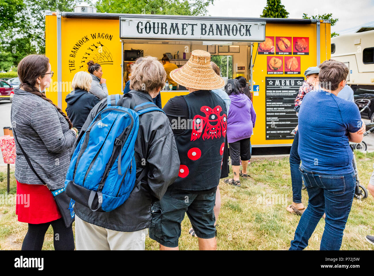 Gourmet Bannock, Food Truck, National Indigenous Day, Vancouver, British Columbia, Canada. Stock Photo