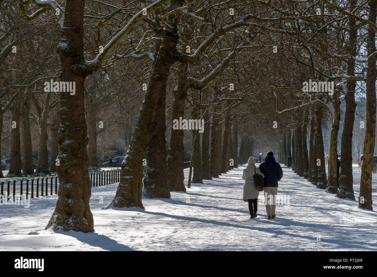 The Mall in the snow, London, England, United Kingdom, Europe Stock Photo