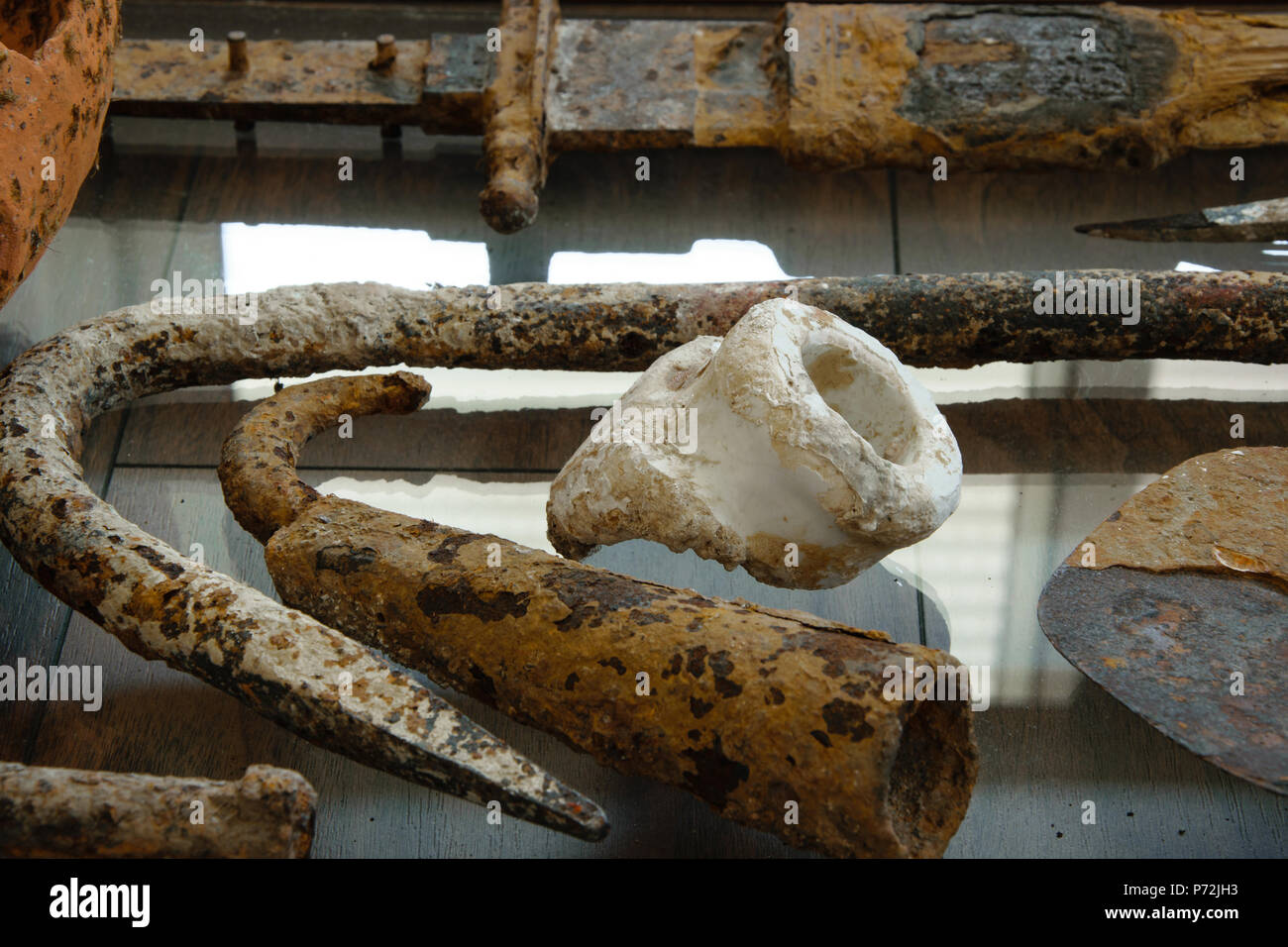 Different ancient archeology iron tools Stock Photo