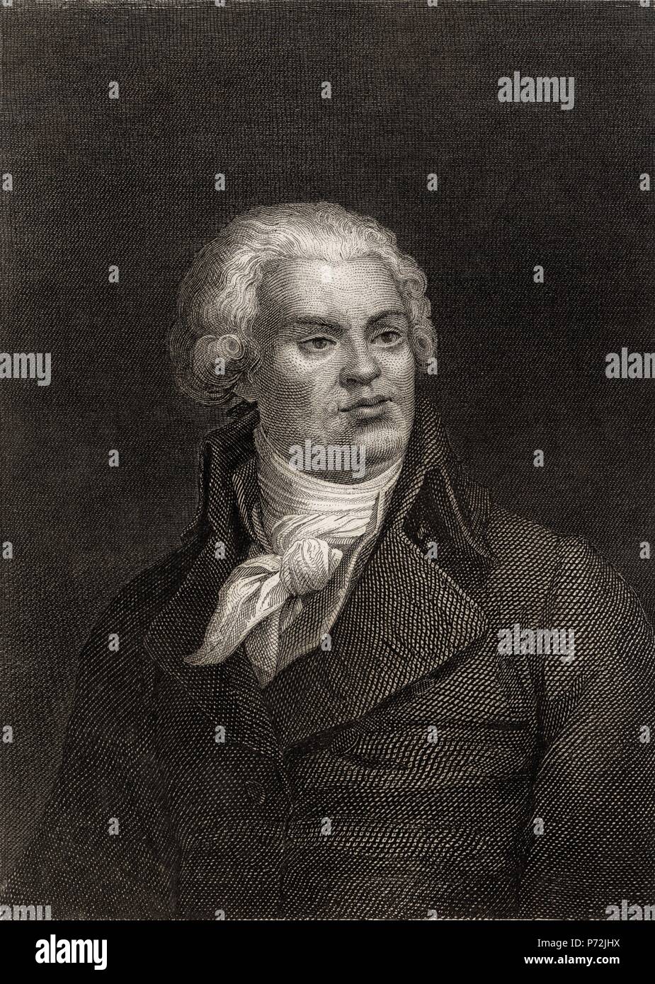 Georges-Jacques Danton (1759-1794), abogado y político francés, personaje relevante de la Revolución francesa. Grabado de 1866. Stock Photo