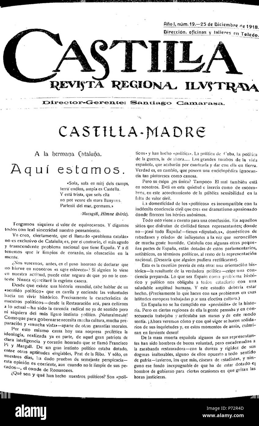 3 1918-12-25, Castilla, Castilla-madre, Ángel Ledesma Stock Photo