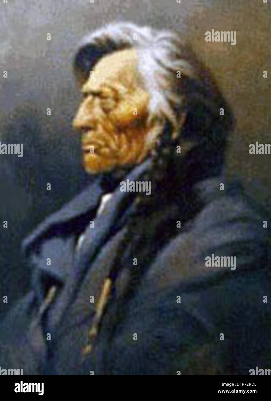 Charlo, Flathead Chief, painted by Edgar S. Paxson (1852-1919) . Unknown date 13 Charlo paxon 1910 Stock Photo