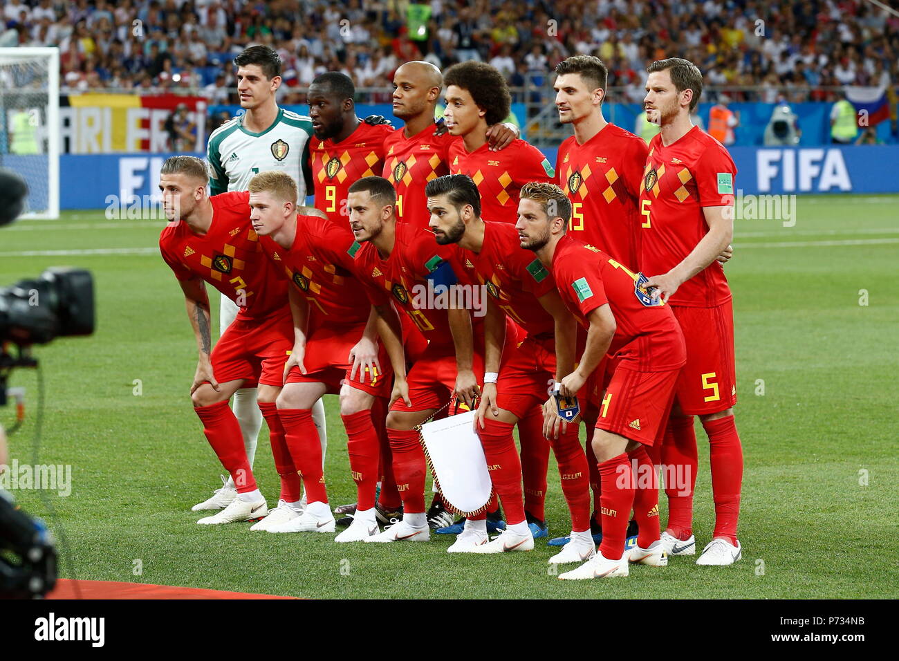 Rostov On Don, Russia. 2nd July, 2018. Belgium team group line-up (BEL) Football/Soccer : FIFA World Cup Russia 2018 match between Belgium 3-2 Japan at the Rostov Arena in Rostov On Don, Russia . Credit: Mutsu KAWAMORI/AFLO/Alamy Live News Stock Photo
