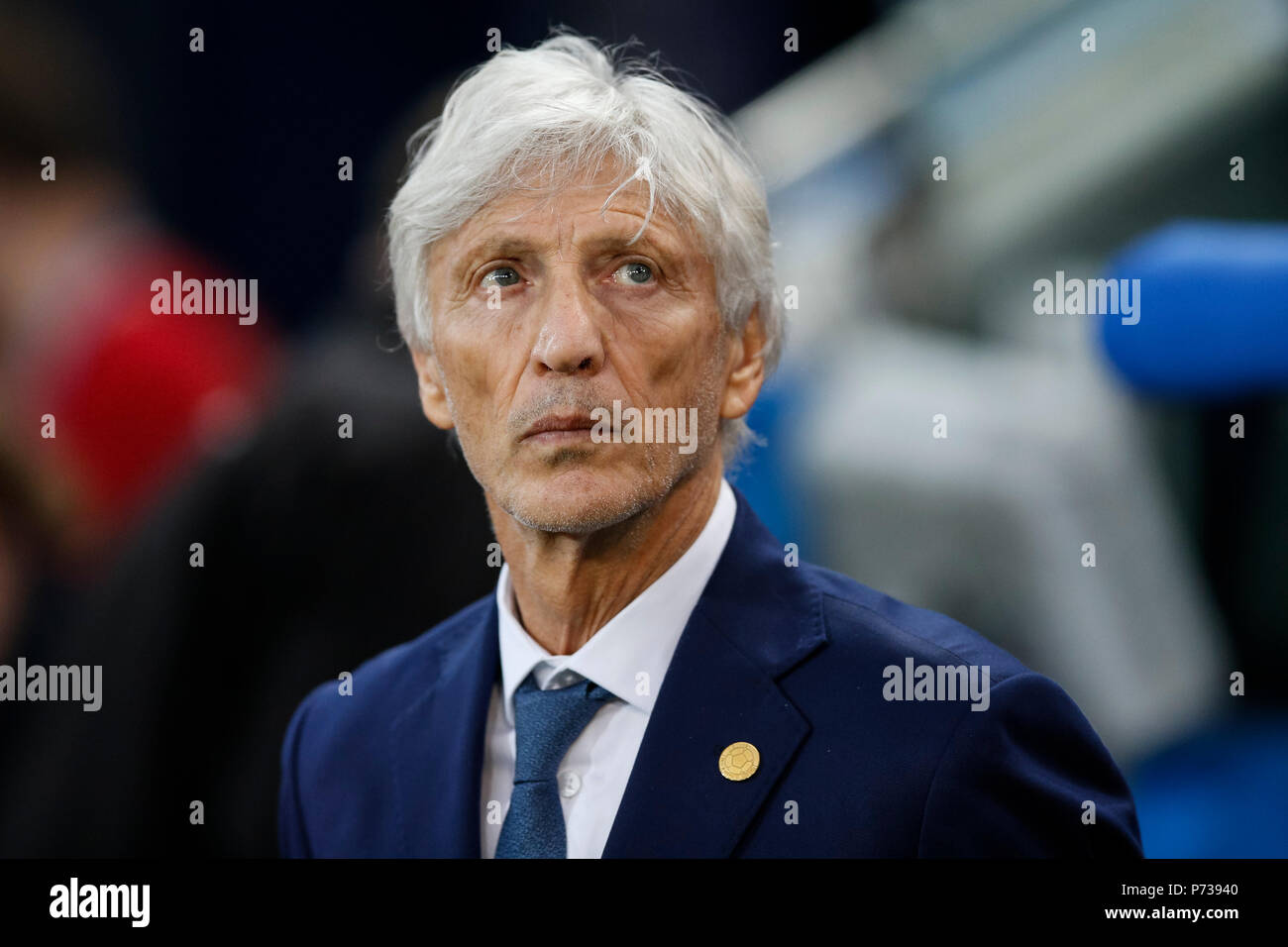 Moscow, Russia. 3th July 2018. Colombia Manager Jose Pekerman before the 2018 FIFA World Cup Round of 16 match between Colombia and England at Spartak Stadium on July 3rd 2018 in Moscow, Russia. Credit: PHC Images/Alamy Live News Stock Photo
