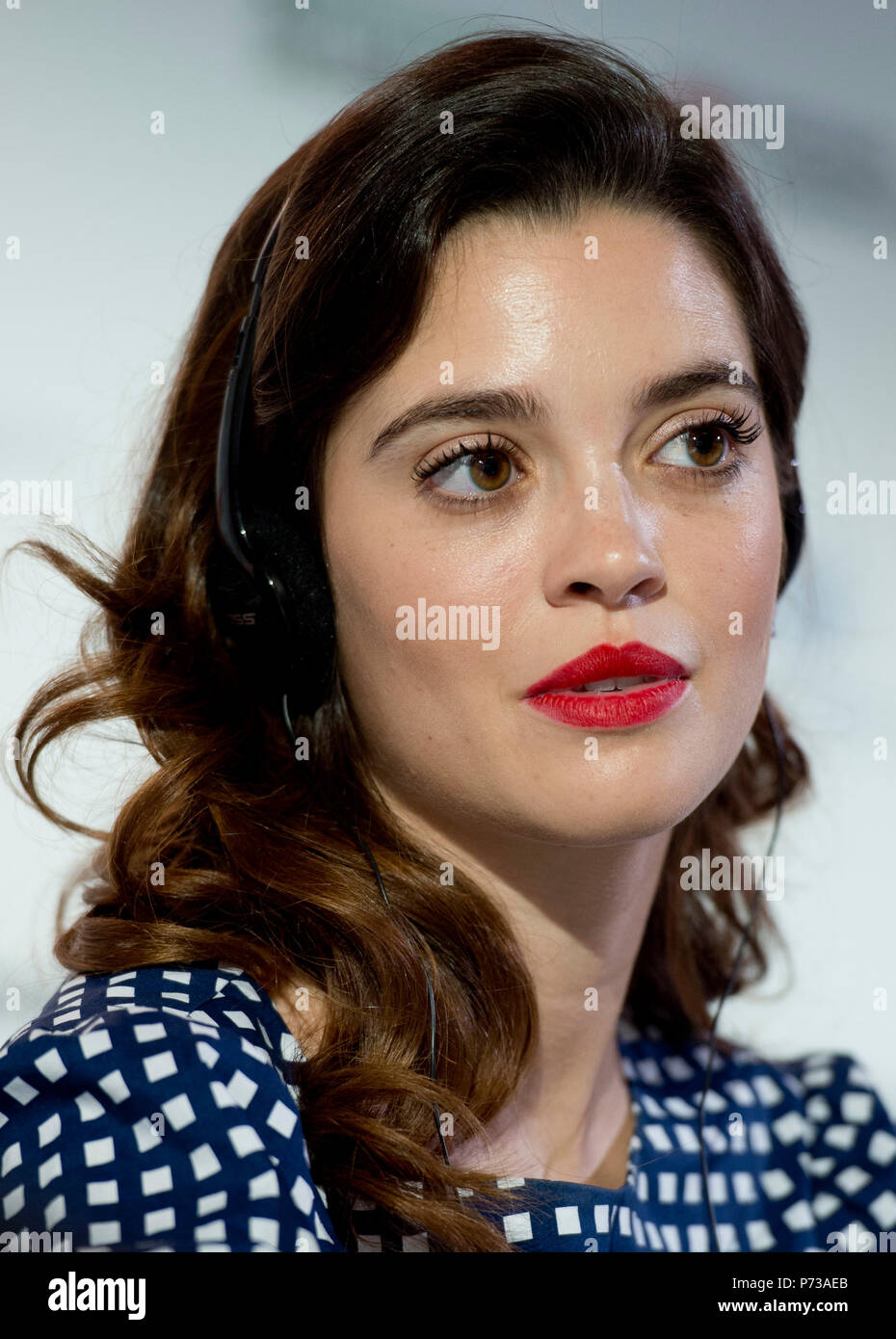 Actress Joana Ribeiro attends a press conferenc on film 'The Man Who Killed Don Quixote' during the 53rd International Film Festival in Karlovy Vary (KVIFF), Czech Republic, on July 4, 2018. (CTK Photo/Katerina Sulova) Stock Photo