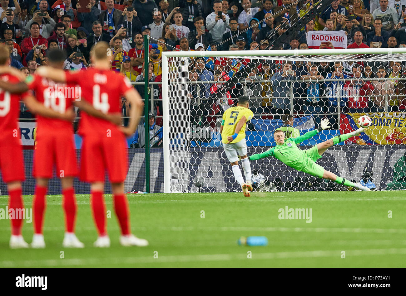 England- Columbia, Soccer, Moscow, July 03, 2018 Radamel FALCAO, Columbia Nr.9  shoots his penalty goal ENGLAND - COLUMBIA 1-1, 4-3 after penalty shoot-out FIFA WORLD CUP 2018 RUSSIA, Season 2018/2019,  July 03, 2018 S p a r t a k Stadium in Moscow, Russia. © Peter Schatz / Alamy Live News Stock Photo