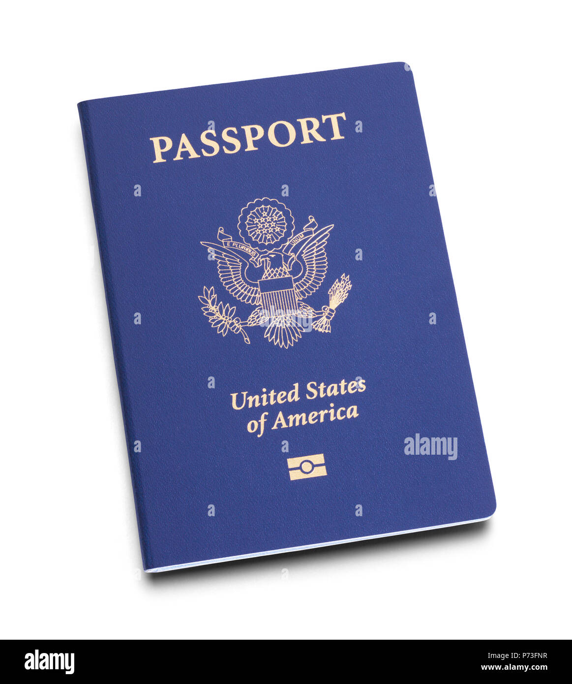 Blue United States of America Passport Isolated on a White Background. Stock Photo