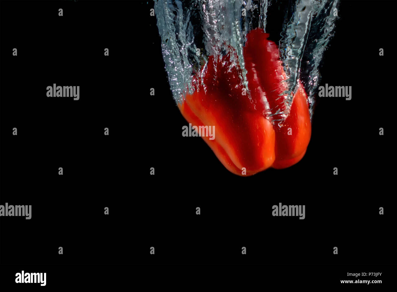 red capsicum splash Stock Photo