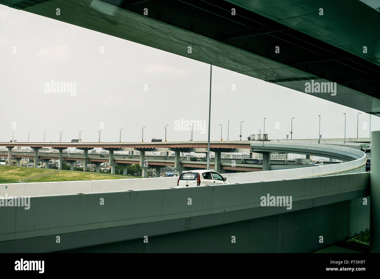 Curving elevated highways, Tokyo, Japan Stock Photo