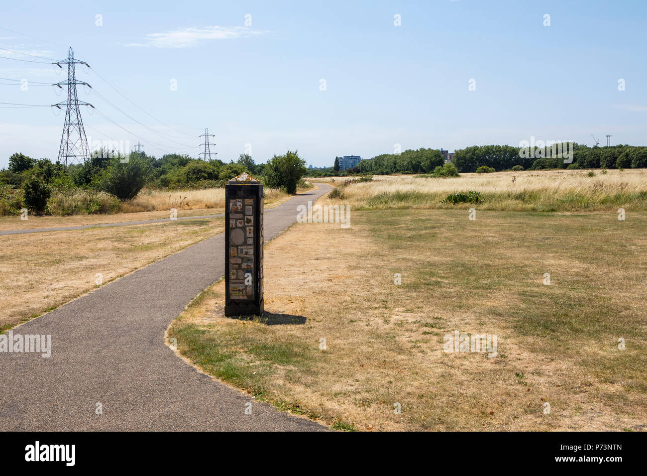 A view of Tottenham Marshes in Tottenham, London, UK. The marshes are part of the Lee Valley Park. Stock Photo