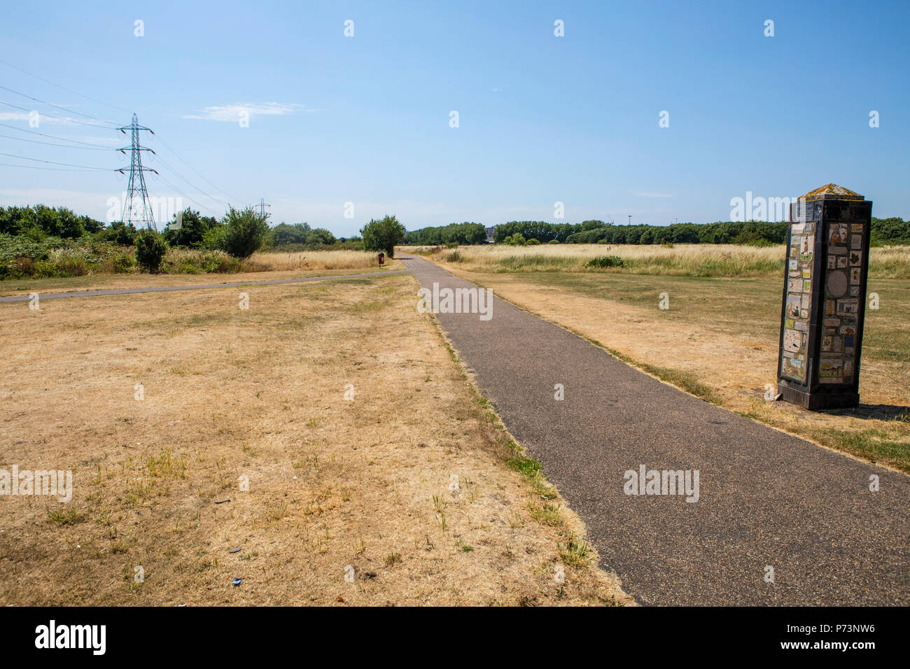 A view of Tottenham Marshes in Tottenham, London, UK. The marshes are part of the Lee Valley Park. Stock Photo