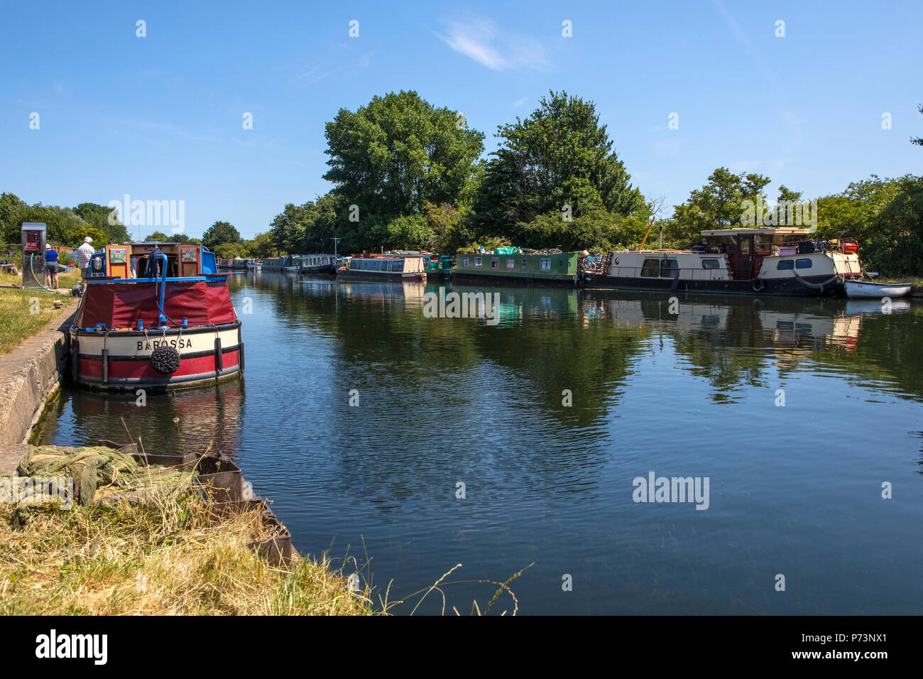 LONDON, UK - JULY 3RD 2018: A view of the House Boats moored on the River Lea at Stonebridge Lock in Tottenham, London, on 3rd July 2018. Stock Photo
