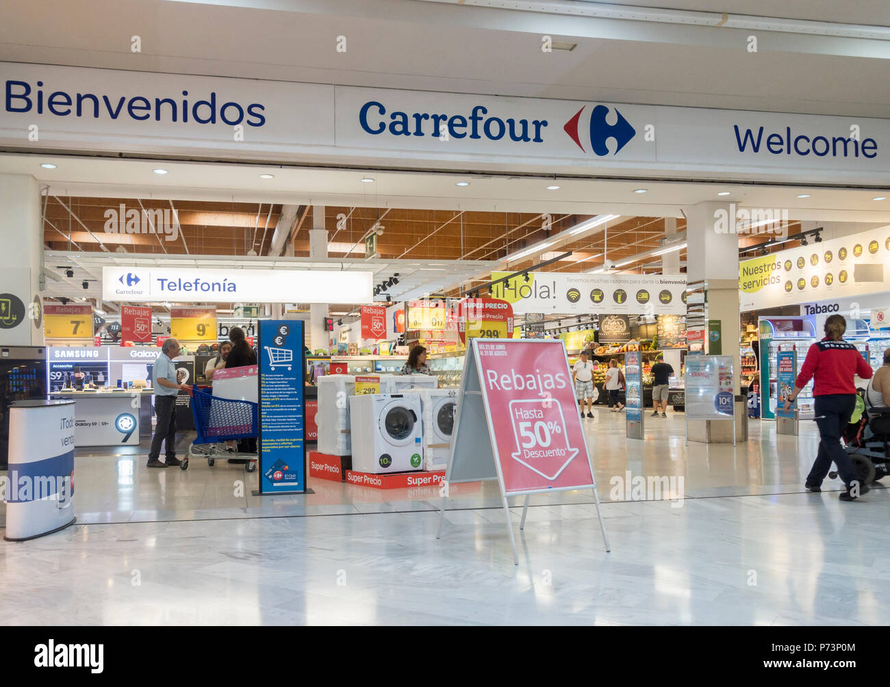 Carrefour supermarket entrance in Spain Stock Photo