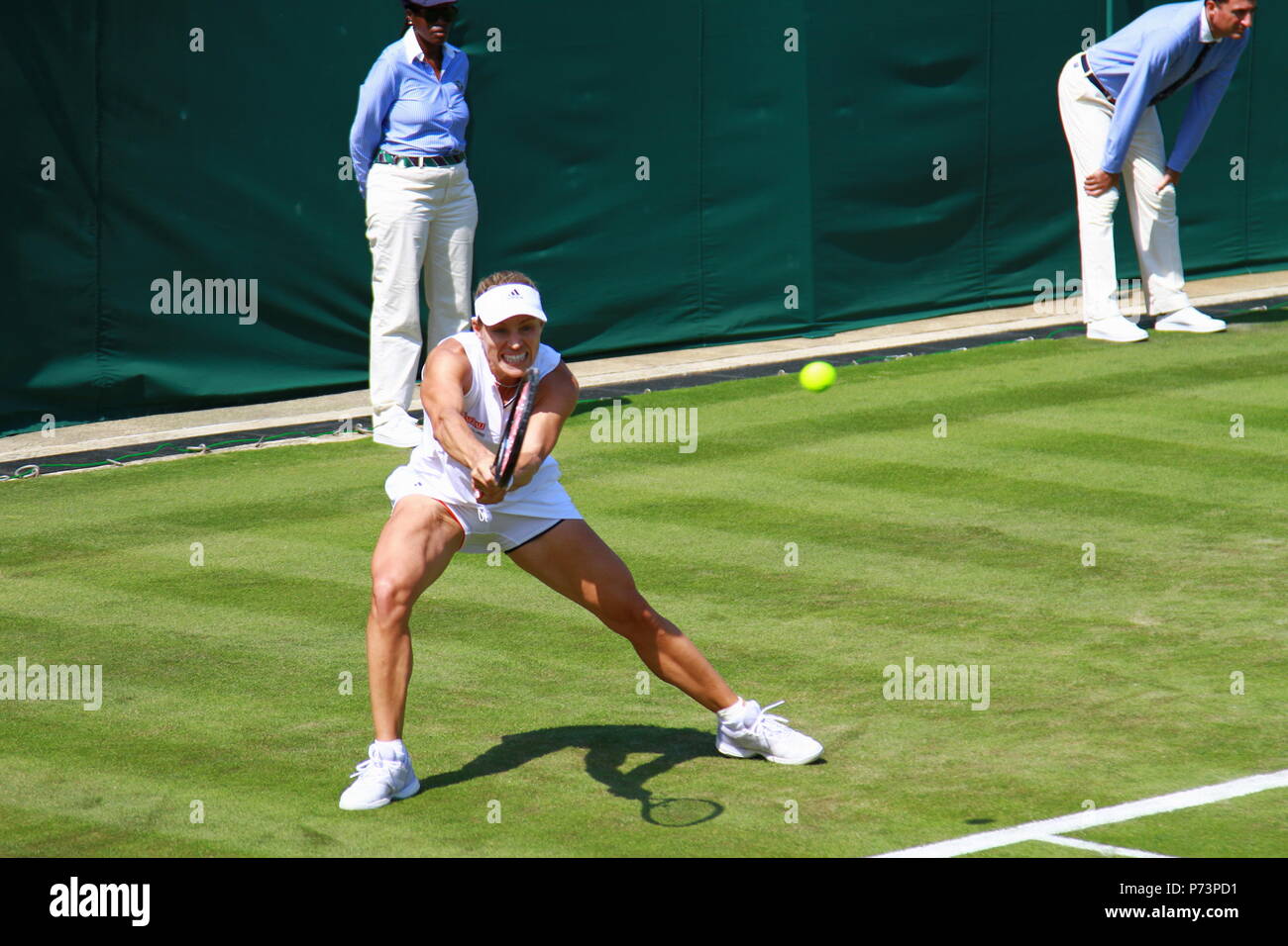 Angelique Kerber playing in the fist round at Wimbledon Tennis Championships 2018. Wimbledon champion 2018. Russell Moore portfolio page. Stock Photo