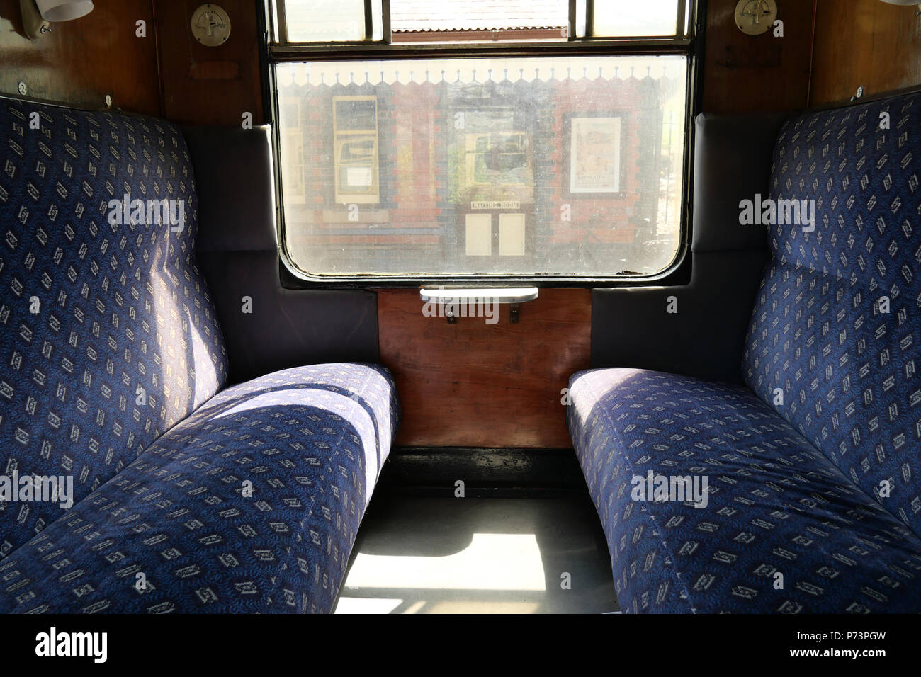 July 03 2018 - Carrog railway station, Wales, UK. Inside on of the Corridor Carriages fitted to the Class 37 Locomotive. Stock Photo