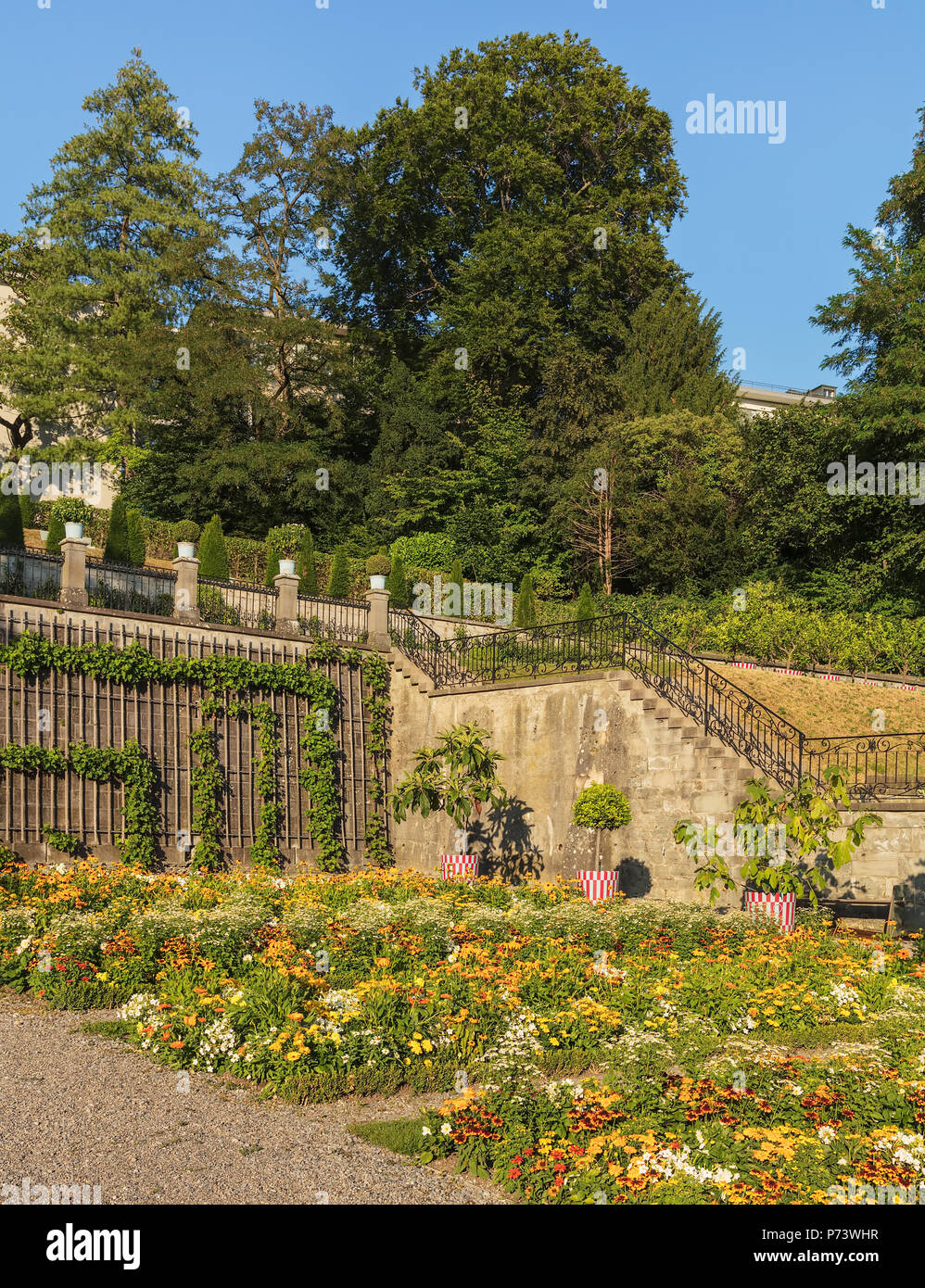 Zurich, Switzerland June 30, 2018 view in the Rechberg Garden. The