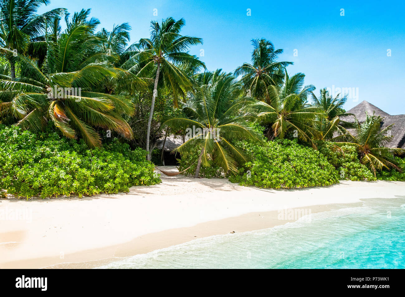 Maldives Beautiful Beach Background White Sandy Tropical Paradise Island With Blue Sky Sea Water Ocean Stock Photo Alamy